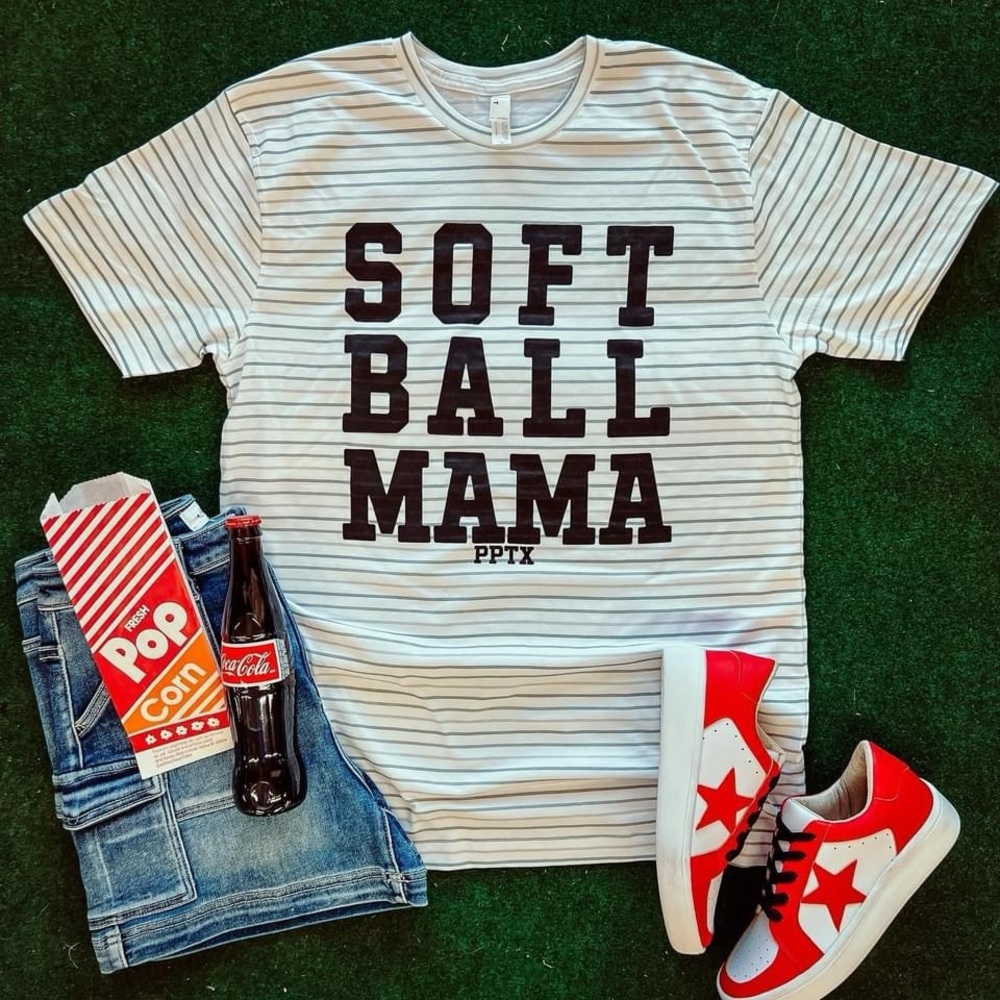 PPTX Softball Mama Striped Shirt